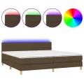 cadre de lit matelas et LED Marron foncé 200x200 cm