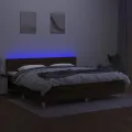 cadre de lit matelas et LED Marron foncé 200x200 cm
