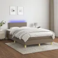 cadre de lit avec matelas LED Taupe 120x200 cm Tissu