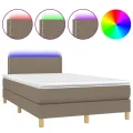 cadre de lit avec matelas LED Taupe 120x200 cm Tissu