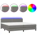 cadre de lit et matelas et LED Gris foncé 200x200 cm