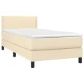 cadre de lit avec matelas LED Crème 100x200 cm Tissu