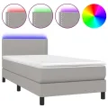 cadre de lit matelas LED Gris clair 100x200 cm Tissu