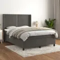 cadre de lit et matelas Gris foncé 140x190cm Velours