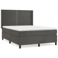 cadre de lit et matelas Gris foncé 140x190cm Velours