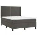 cadre de lit et matelas Gris foncé 140x190cm Velours