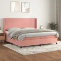 cadre de lit avec matelas Rose 200x200 cm Velours