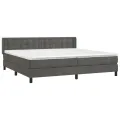 cadre de lit et matelas Gris foncé 200x200cm Velours
