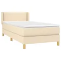 cadre de lit avec matelas Crème 100x200 cm Tissu