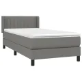 cadre de lit avec matelas Gris foncé 80x200 cm Tissu