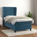 cadre de lit avec matelas Bleu foncé 100x200 cm