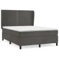 cadre de lit et matelas Gris foncé 140x200cm Velours