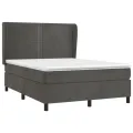cadre de lit et matelas Gris foncé 140x200cm Velours