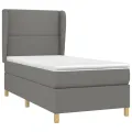 cadre de lit avec matelas Gris foncé 100x200cm Tissu