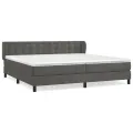 cadre de lit et matelas Gris foncé 200x200cm Velours