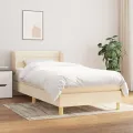 cadre de lit et matelas Crème 90x190 cm Tissu