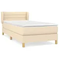 cadre de lit et matelas Crème 90x190 cm Tissu