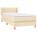 cadre de lit et matelas Crème 90x190 cm Tissu