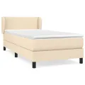 cadre de lit et matelas Crème 90x190 cm Tissu