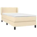 cadre de lit et matelas Crème 90x190 cm Tissu