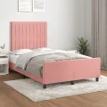 Cadre de lit avec tête de lit Rose 120x200 cm Velours