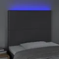 Tête de lit à LED Gris foncé 100x5x118/128 cm Tissu