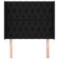 Tête de lit avec oreilles Noir 93x16x118/128 cm Tissu