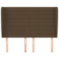 Tête de lit avec oreilles Marron foncé 147x23x118/128 cm Tissu