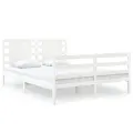 Cadre de lit Blanc Bois de pin massif 120x190 cm Petit Double