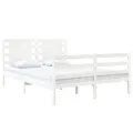 Cadre de lit Blanc Bois de pin massif 120x190 cm Petit Double