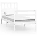Cadre de lit Blanc Bois massif 75x190 cm Petit simple