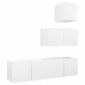 Ensemble de meuble TV 4 pcs Blanc Aggloméré