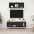 Ensemble de meuble TV 2 pcs Gris brillant Aggloméré