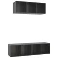 Ensemble de meuble TV 2 pcs Gris brillant Aggloméré