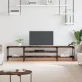 Meuble TV chêne fumé 201x35x45 cm bois d'ingénierie et fer