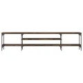 Meuble TV chêne fumé 201x35x45 cm bois d'ingénierie et fer