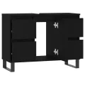 Armoire de salle de bain noir 80x33x60 cm bois d'ingénierie