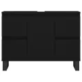 Armoire de salle de bain noir 80x33x60 cm bois d'ingénierie