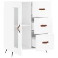 Buffet Blanc brillant 69,5x34x90 cm Bois d'ingénierie