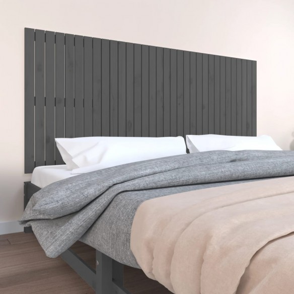 Tête de lit murale Gris 204x3x90 cm Bois massif de pin