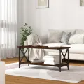 Table basse Chêne fumé 100x45x45 cm Bois d'ingénierie et fer