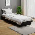Cadre de lit Noir Bois massif 75x190 cm Petit simple