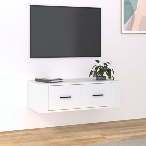 Meuble TV suspendu Blanc 80x36x25 cm Bois d'ingénierie