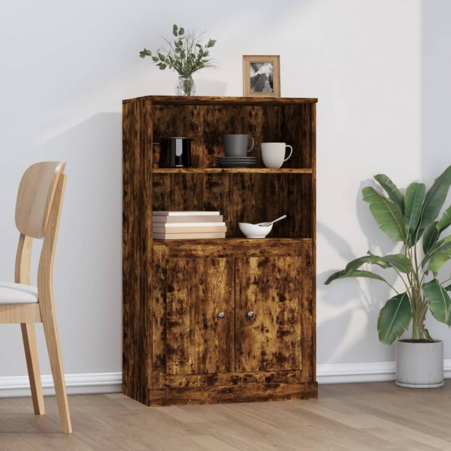 Buffet haut chêne fumé 60x35,5x103,5 cm bois d'ingénierie