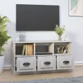 Meuble TV gris béton 100x35x50 cm bois d'ingénierie
