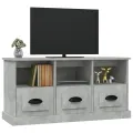 Meuble TV gris béton 100x35x50 cm bois d'ingénierie