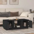 Table basse Noir 110x50x40 cm Bois massif de pin