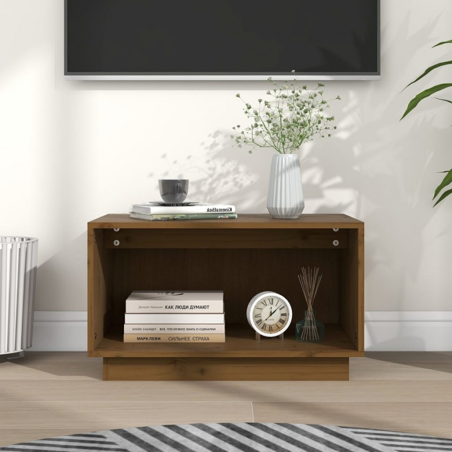 Meuble TV Marron miel 60x35x35 cm Bois de pin massif