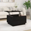 Table basse Noir 60x50x35 cm Bois massif de pin