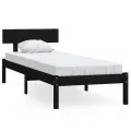 Cadre de lit Noir Bois de pin massif 90x190 cm UK simple